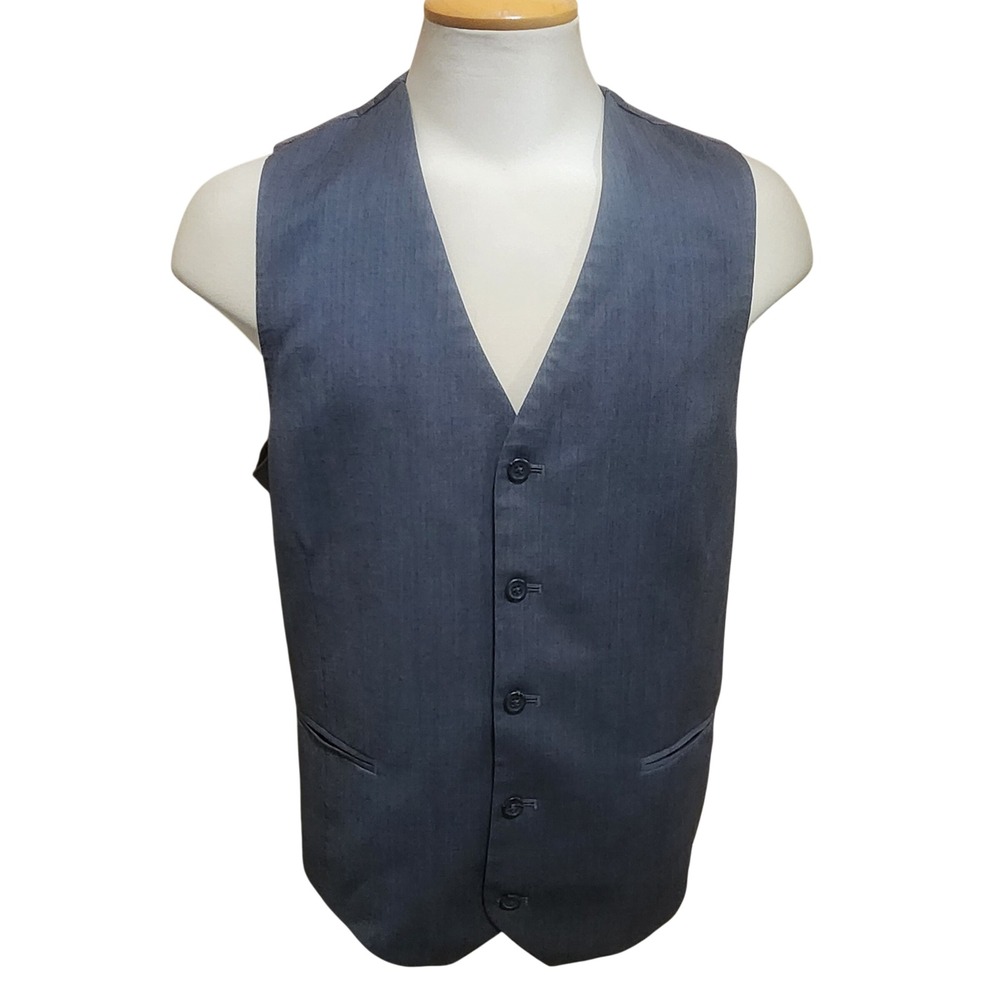 Egara Slim Fit Wool Suit Vest‎ Charcoal Grey Mens XXL Formal Waistcoat